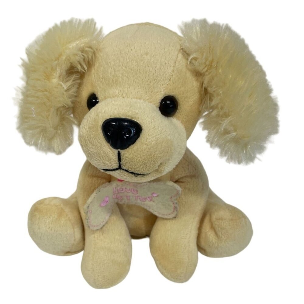 Walmart Plush Puppy Love Better Bone Valentines Stuffed Animal 6" Tan‎